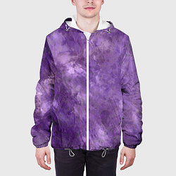 Куртка с капюшоном мужская Абстракция - violet oil painting, цвет: 3D-белый — фото 2