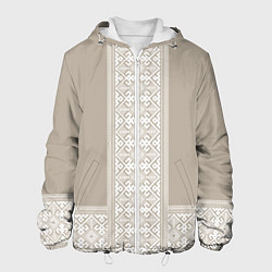 Куртка с капюшоном мужская Славянский орнамент-вышиванка рубаха, цвет: 3D-белый