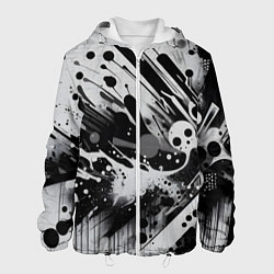 Куртка с капюшоном мужская Абстрактная экспрессивная композиция - киберпанк, цвет: 3D-белый