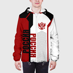 Куртка с капюшоном мужская Россия герб РФ, цвет: 3D-белый — фото 2