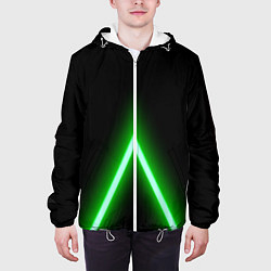 Куртка с капюшоном мужская Color neon green, цвет: 3D-белый — фото 2