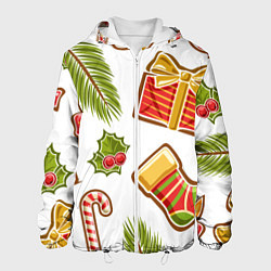 Куртка с капюшоном мужская Рождественский вайб, цвет: 3D-белый