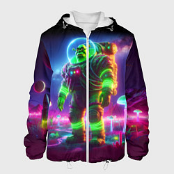 Куртка с капюшоном мужская Космонавт Шрук в неоновом скафандре на загадочной, цвет: 3D-белый