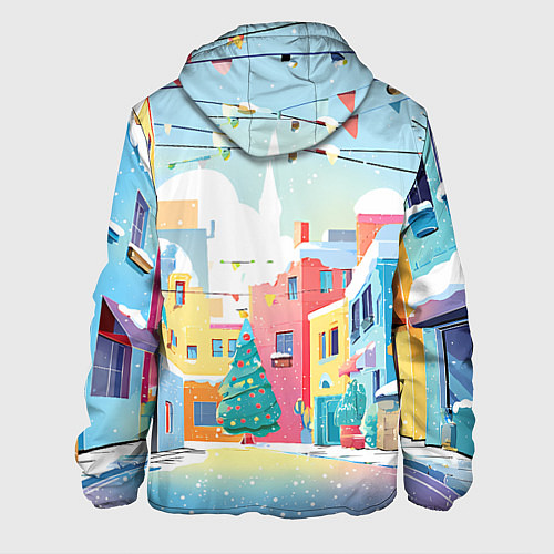 Мужская куртка Разноцветный новогодний дворик / 3D-Черный – фото 2