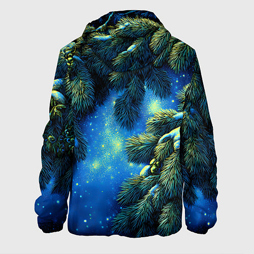 Мужская куртка Новогодние ветки елки / 3D-Черный – фото 2