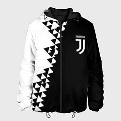 Куртка с капюшоном мужская Juventus черно белая геометрия текстура, цвет: 3D-черный