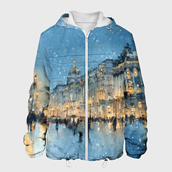 Куртка с капюшоном мужская Снежный вечер Санкт-Петербурга, цвет: 3D-белый