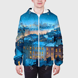 Куртка с капюшоном мужская Крыши зимнего Питера, цвет: 3D-белый — фото 2