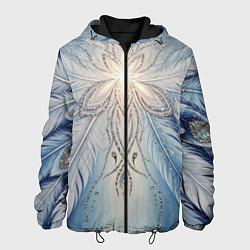 Куртка с капюшоном мужская Ледяной перьевой орнамент со светом, цвет: 3D-черный