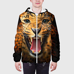 Куртка с капюшоном мужская Рык леопарда, цвет: 3D-белый — фото 2