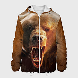 Куртка с капюшоном мужская Рык медведя, цвет: 3D-белый