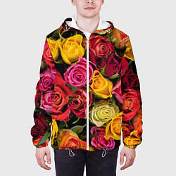 Куртка с капюшоном мужская Ассорти из роз, цвет: 3D-белый — фото 2