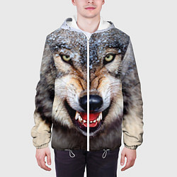 Куртка с капюшоном мужская Взгляд волка, цвет: 3D-белый — фото 2