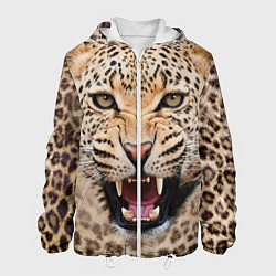 Куртка с капюшоном мужская Взгляд леопарда, цвет: 3D-белый