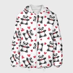 Куртка с капюшоном мужская Любимые панды, цвет: 3D-белый