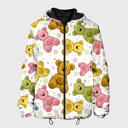 Куртка с капюшоном мужская Любимые медвежата, цвет: 3D-черный