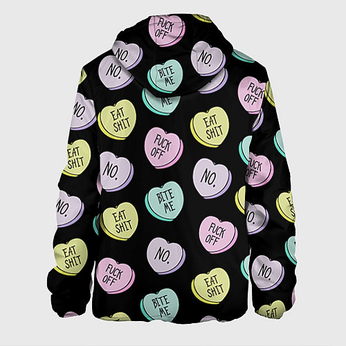 Мужская куртка Сердца с надписями / 3D-Черный – фото 2