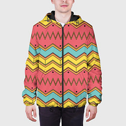 Куртка с капюшоном мужская Цветные зигзаги, цвет: 3D-черный — фото 2