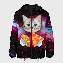 Куртка с капюшоном мужская Кот с едой, цвет: 3D-черный