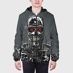 Куртка с капюшоном мужская Скелет Терминатора, цвет: 3D-черный — фото 2