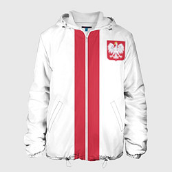 Куртка с капюшоном мужская Сборная Польши по футболу, цвет: 3D-белый