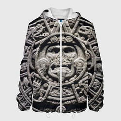 Куртка с капюшоном мужская Календарь ацтеков, цвет: 3D-белый