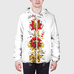 Куртка с капюшоном мужская Хохлома: цветы, цвет: 3D-белый — фото 2