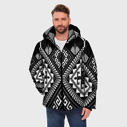 Куртка зимняя мужская Индейские мотивы, цвет: 3D-черный — фото 2