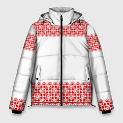 Куртка зимняя мужская Славянский орнамент (на белом), цвет: 3D-черный