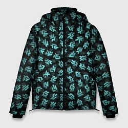 Куртка зимняя мужская Инопланетный текст, цвет: 3D-черный