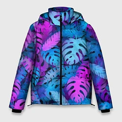 Куртка зимняя мужская Сине-розовые тропики, цвет: 3D-красный