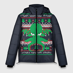 Куртка зимняя мужская Новогодний свитер Ктулху, цвет: 3D-черный