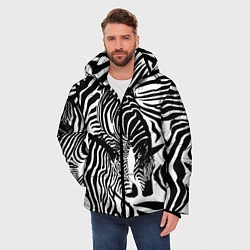 Куртка зимняя мужская Полосатая зебра, цвет: 3D-черный — фото 2