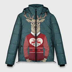 Куртка зимняя мужская Олень хипстер, цвет: 3D-светло-серый