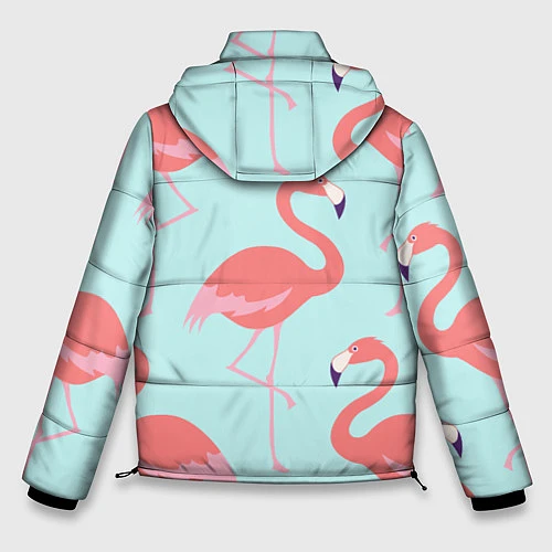 Мужская зимняя куртка Розовые фламинго / 3D-Светло-серый – фото 2