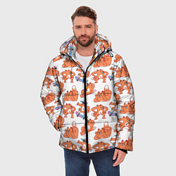 Куртка зимняя мужская Стикеры с лисом, цвет: 3D-черный — фото 2