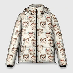 Куртка зимняя мужская Стикеры котик, цвет: 3D-черный