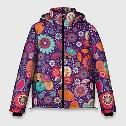 Куртка зимняя мужская Цветочный взрыв, цвет: 3D-черный