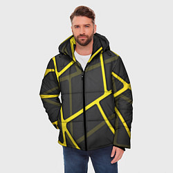 Куртка зимняя мужская Желтая сетка, цвет: 3D-черный — фото 2