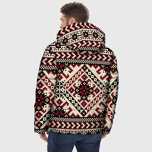 Мужская зимняя куртка Славянский орнамент / 3D-Красный – фото 4