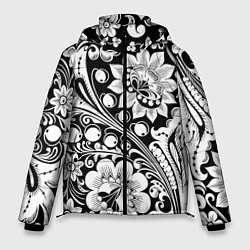 Куртка зимняя мужская Хохлома черно-белая, цвет: 3D-светло-серый