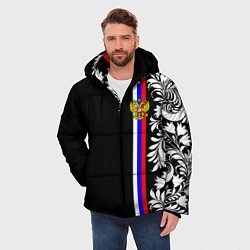 Куртка зимняя мужская Россия: цветочная коллекция, цвет: 3D-черный — фото 2