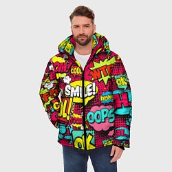 Куртка зимняя мужская Слова из комиксов, цвет: 3D-светло-серый — фото 2