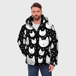 Куртка зимняя мужская Love Cats Pattern, цвет: 3D-красный — фото 2