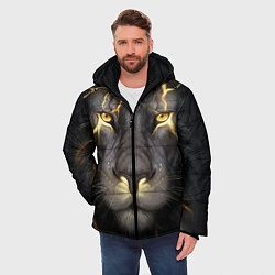 Куртка зимняя мужская Лев с молнией, цвет: 3D-черный — фото 2