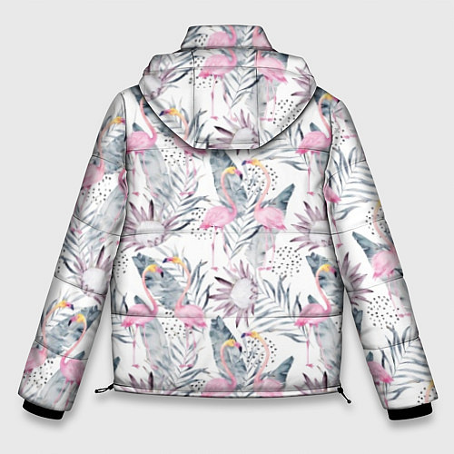 Мужская зимняя куртка Тропические фламинго / 3D-Светло-серый – фото 2