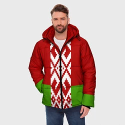 Куртка зимняя мужская Беларусь флаг, цвет: 3D-черный — фото 2
