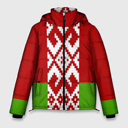 Куртка зимняя мужская Беларусь флаг, цвет: 3D-красный