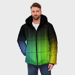 Куртка зимняя мужская Неоновые полосы - Минимализм, цвет: 3D-красный — фото 2