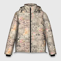 Куртка зимняя мужская Paris vintage theme, цвет: 3D-черный
